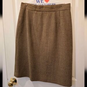 Vintage Wool Jones Wear Brown Houndstooth Pencil Skirt